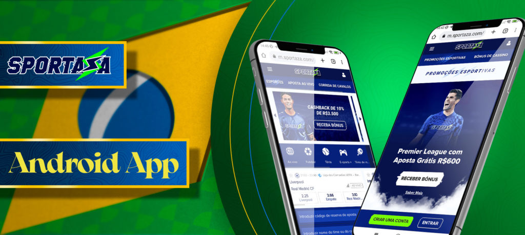 Instruções para baixar o aplicativo móvel Sportaza para Android no Brasil