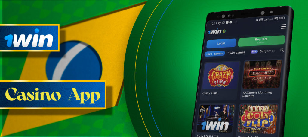 Todos os jogos de casino, slots e cartas em uma aplicação móvel 1Win no Brasil
