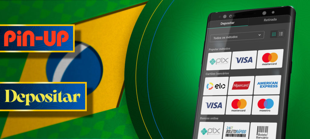 Todos os métodos de pagamento na aplicação móvel Pin-up no Brasil