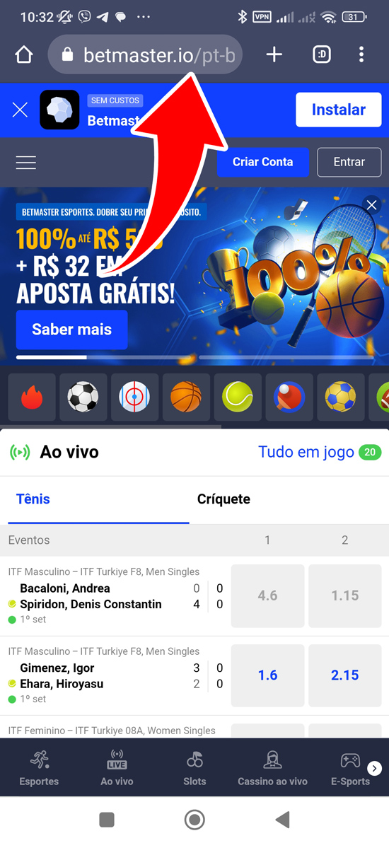 Passo 1. Entre no site oficial do Betmaster