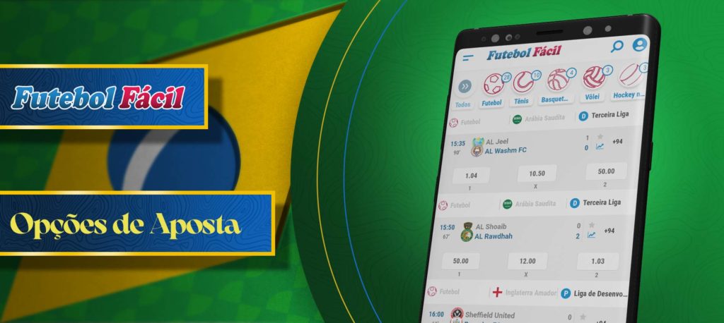 O mercado de apostas na versão móvel do aplicativo Futebolfacil