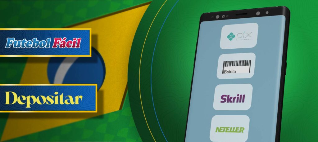 Todos os métodos de pagamento na aplicação móvel futebol facil no Brasil