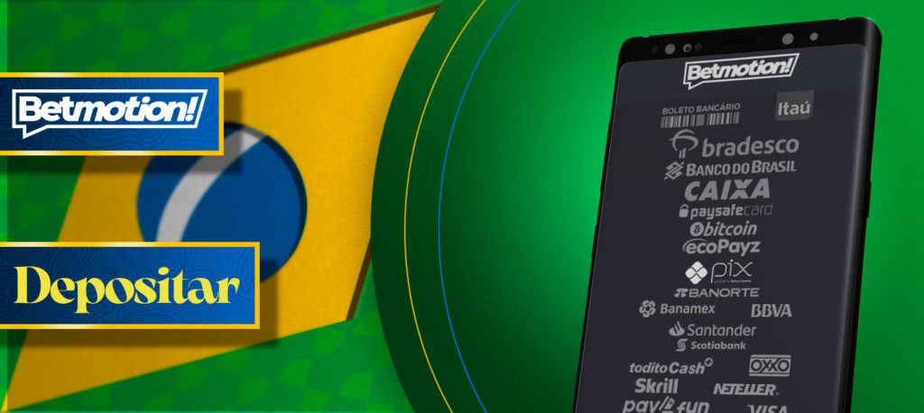 Todos os métodos de pagamento na aplicação móvel Betmotion no Brasil