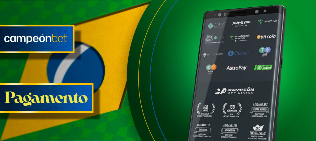 Todos os métodos de pagamento na aplicação móvel Campeonbet no Brasil