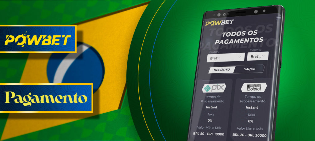 Todos os métodos de pagamento na aplicação móvel Powbet no Brasil