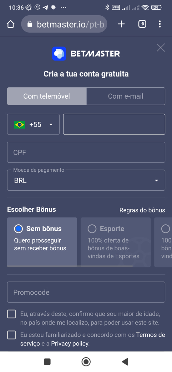 Passo 3 para baixar o aplicativo Betmaster Brasil