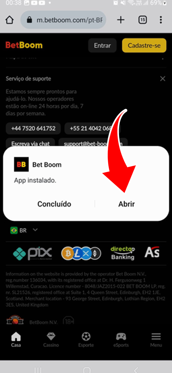 Passo 4 para baixar o aplicativo BetBoom Brasil