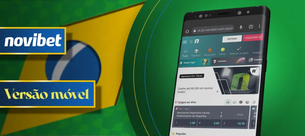 Versão móvel na aplicação Novibet para o Brasil