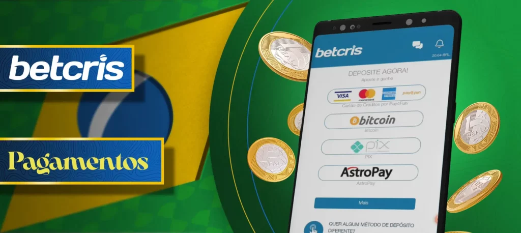 Métodos de pagamento na aplicação Betcris no Brasil 