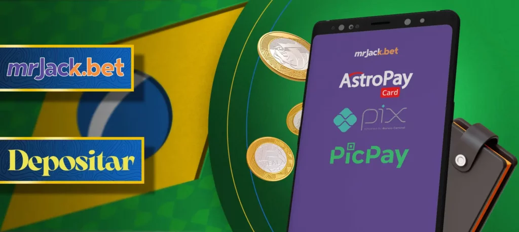 Métodos de pagamento na aplicação móvel Mr Jack no Brasil 