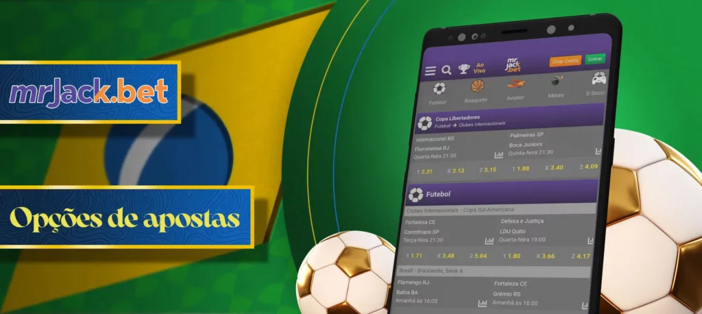 Apostar em desportos na aplicação móvel Mr Jack no Brasil 