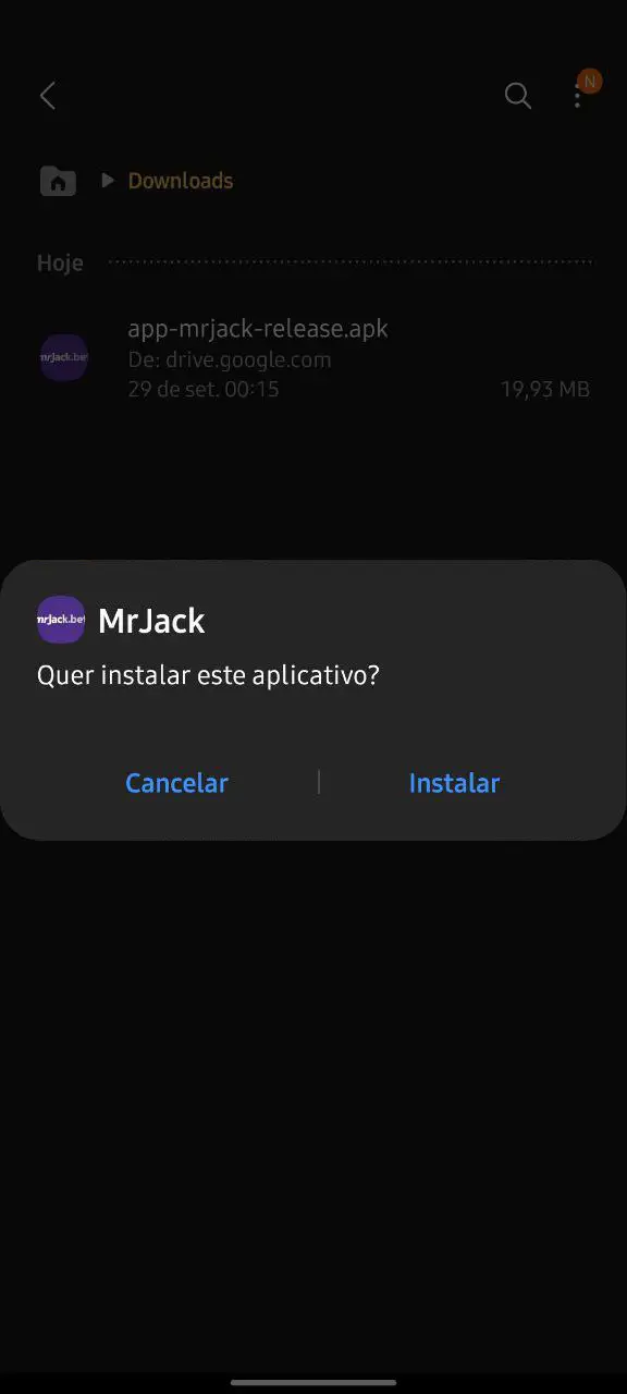 Como instalar o aplicativo móvel do Mr. Jack no Brasil no Android passo 4