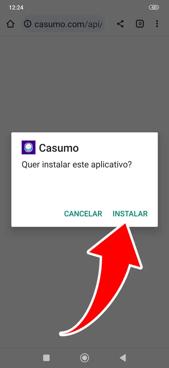 Passo 4 instalar a Casumo para Android