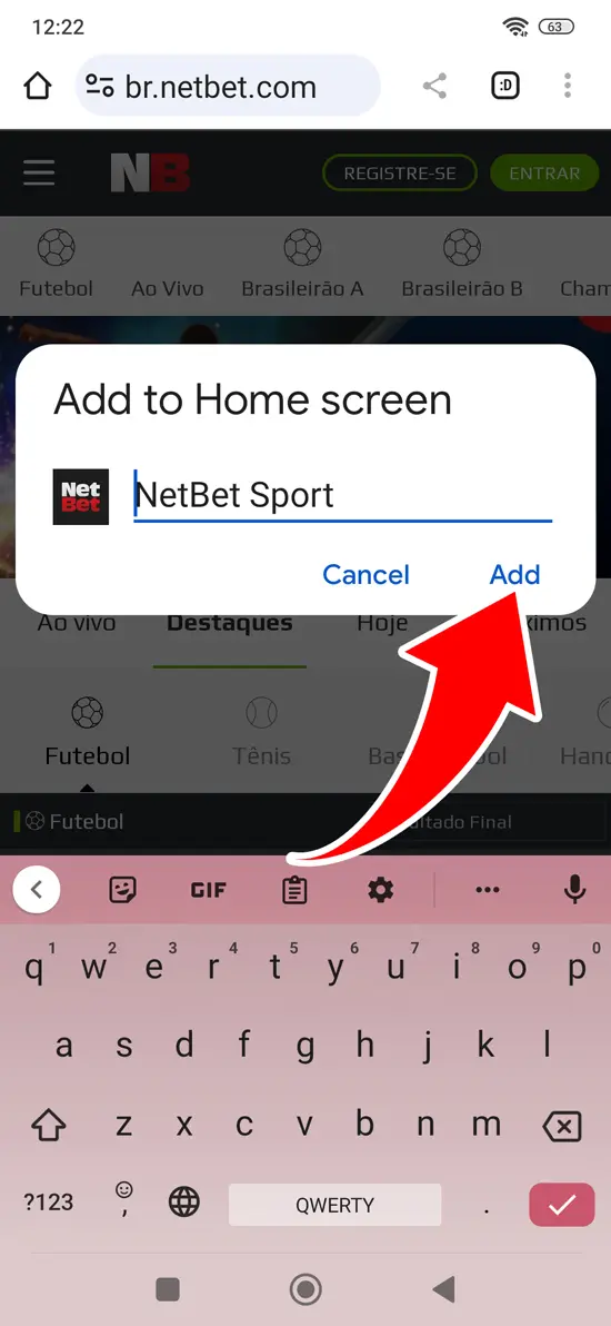 Passo 4 instalar a Netbet para Android
