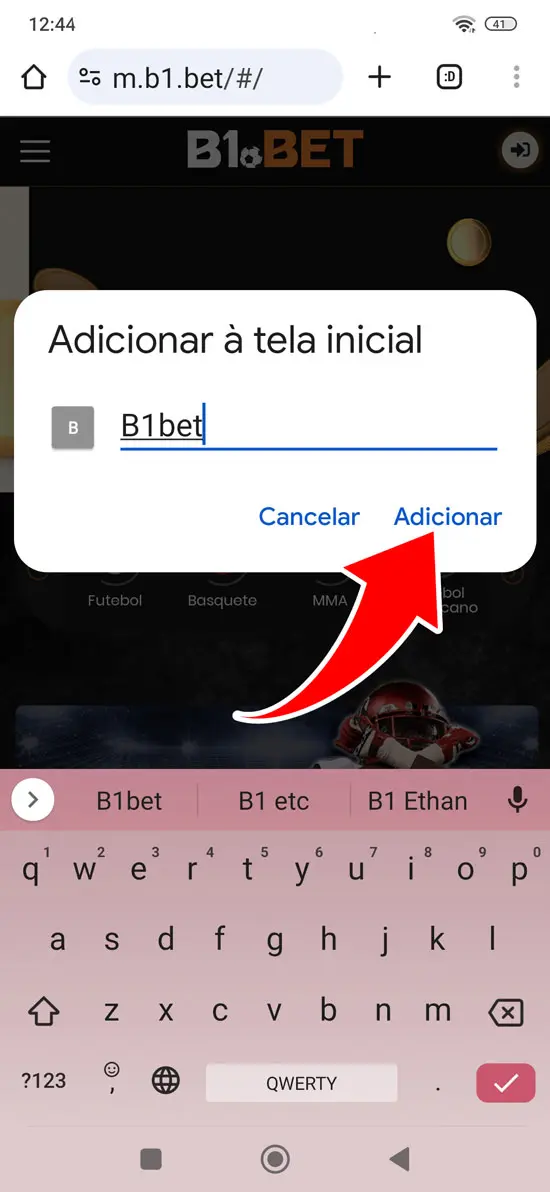 Passo 4 instalar a B1bet para Android