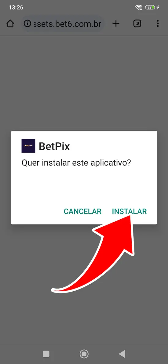 Passo 4 instalar a BetPix para Android