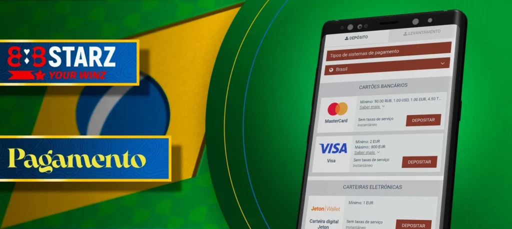 Todos os métodos de pagamento na aplicação móvel 888Starz no Brasil