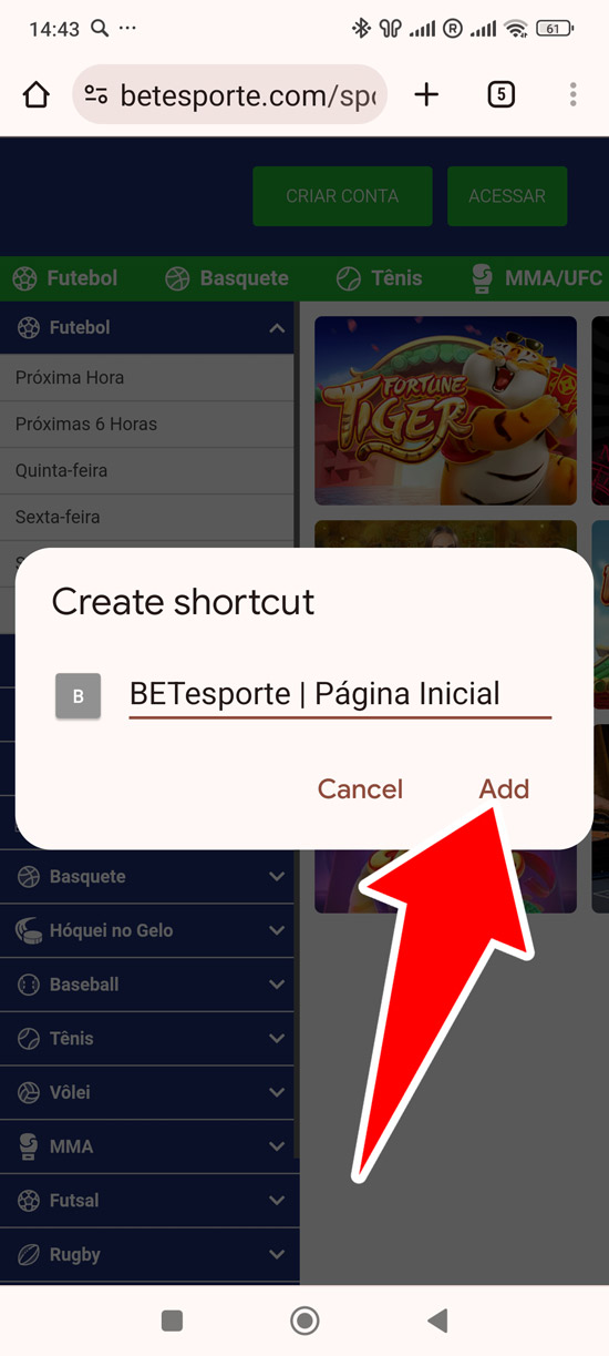 Passo 3 instalar a Betesporte app para Android
