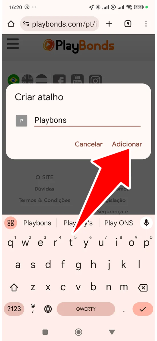 Passo 4 instalar a Playbonds app para Android