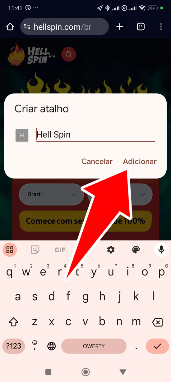 Passo 4 instalar a Hell Spin app para Android