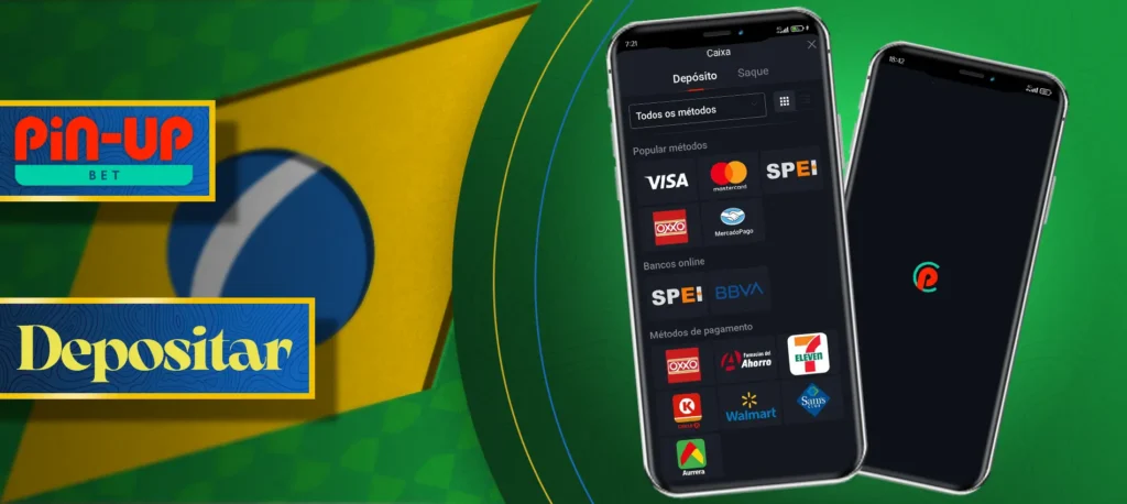 Todos os métodos de pagamento na aplicação móvel Pin-up no Brasil