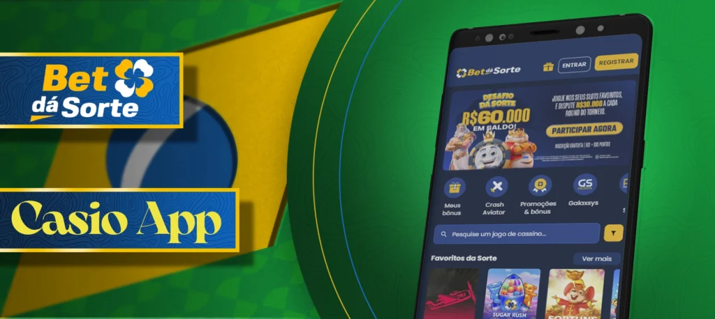 Todos os jogos de casino, slots e cartas em uma aplicação móvel Bet da Sorte no Brasil