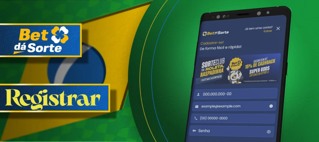 Registo prático e rápido Bet da Sorte